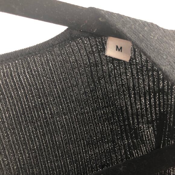 Jardin des Orangers Black Ribbed Maxi Dress Bodycon Ribbed Long Sleeve Knit Sz M - Picture 6 of 10